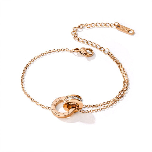 Luxury Elegant Roman Numeral Crystal Necklace Earrings Set