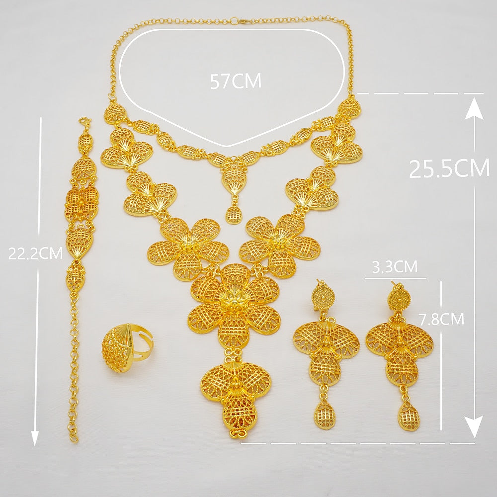 24K Jewelery Gold Necklace & Earring Set