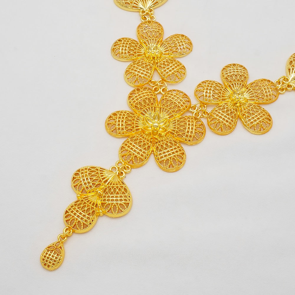 24K Jewelery Gold Necklace & Earring Set
