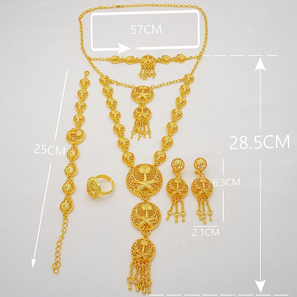24K Jewelery Gold Necklace & Earring Set
