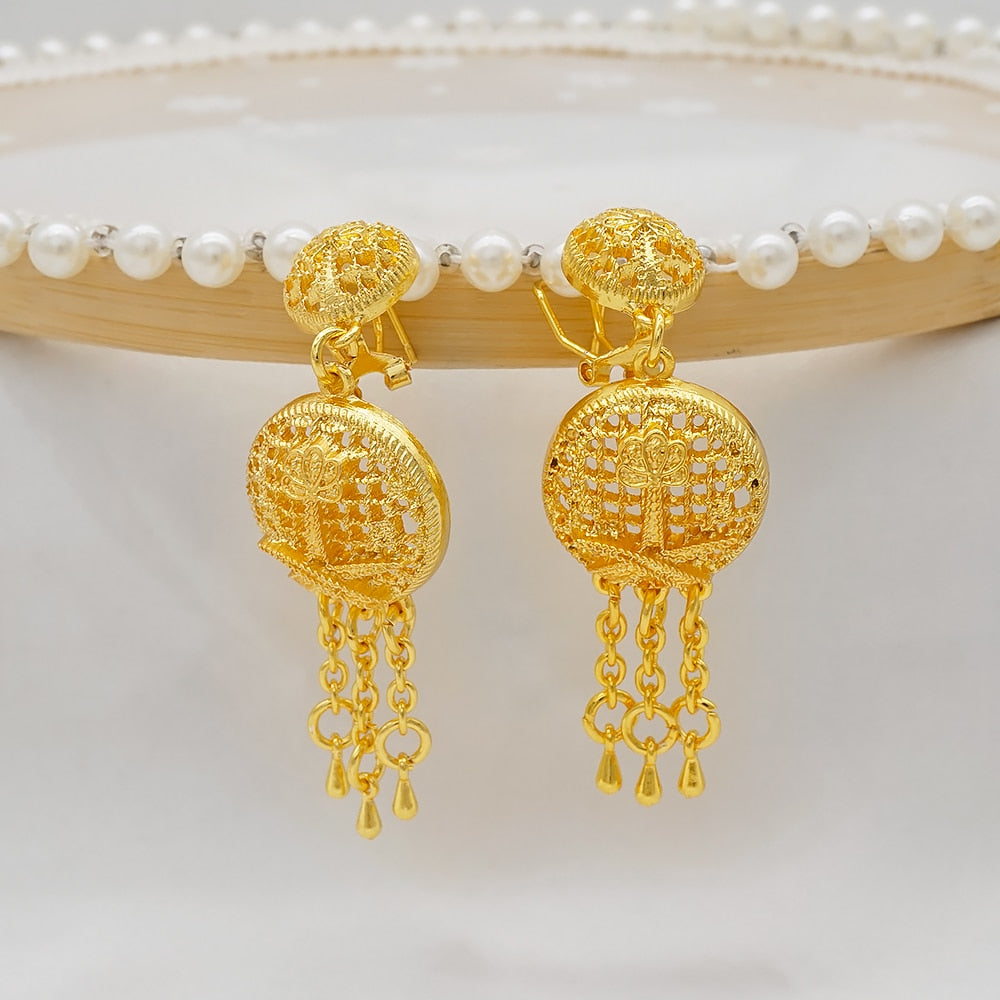 24K Jewelery Gold Necklace & Earring Set