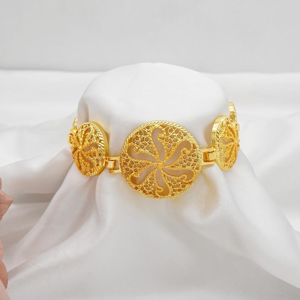 24K Jewelery Gold Necklace & Earring Set