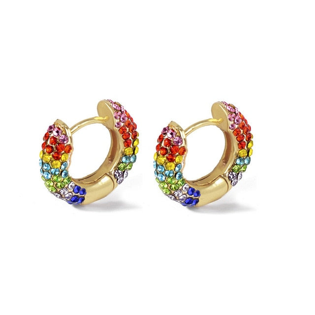 Women CZ Rainbow Earrings Cubic Zirconia Ear Cuff Set