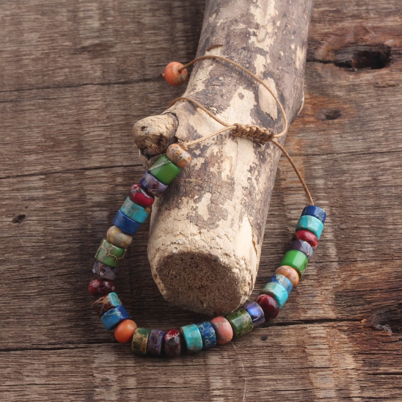 Natural Stone Chakra Bracelet Drum Beads Bracelets for Women/Men