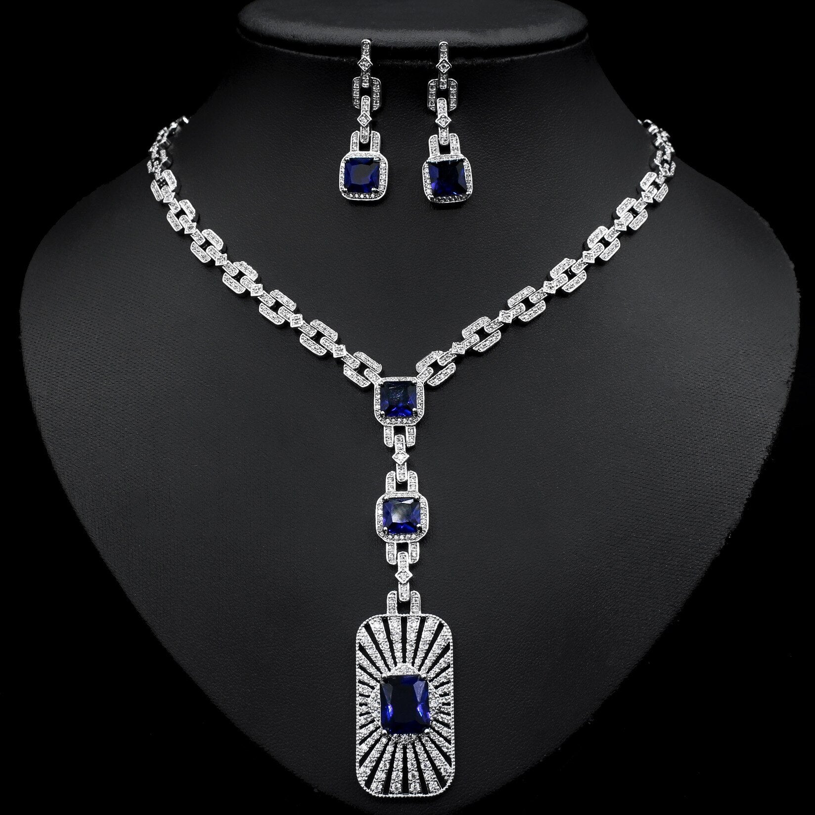 2PCS Multicolor Necklace Earring Jewelry Set