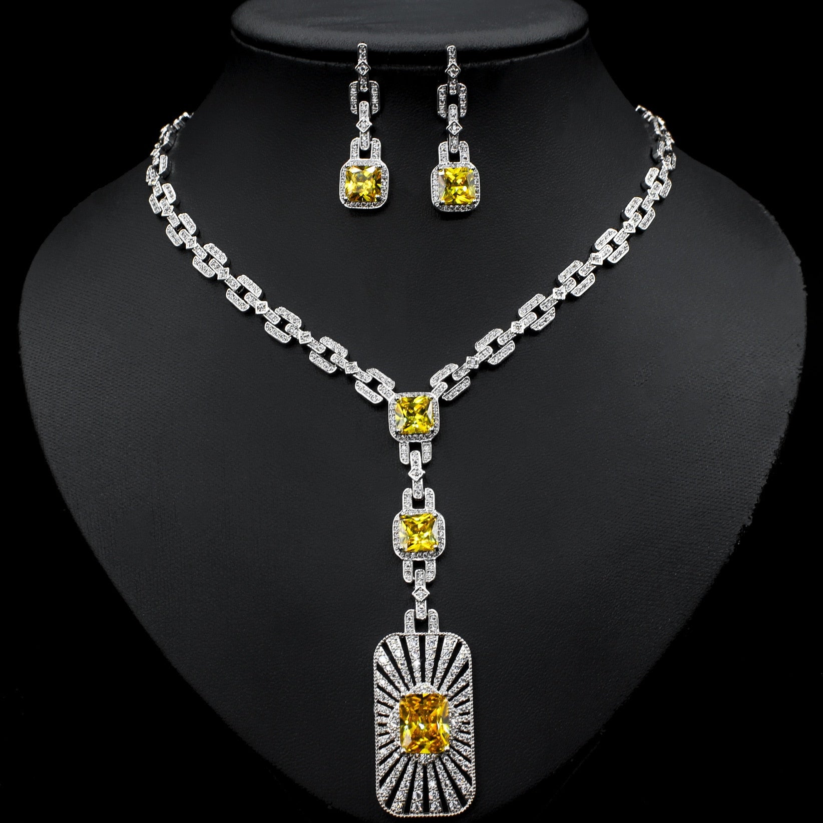 2PCS Multicolor Necklace Earring Jewelry Set