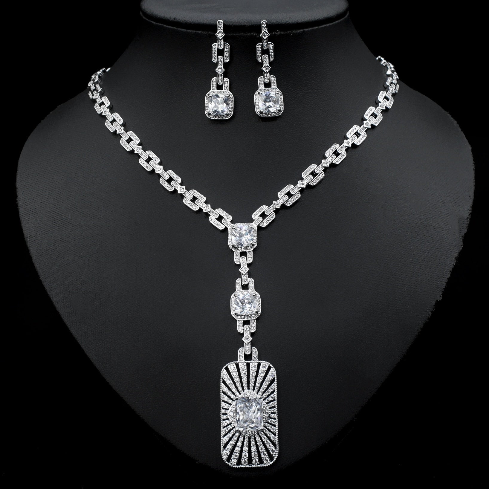 2PCS Multicolor Necklace Earring Jewelry Set