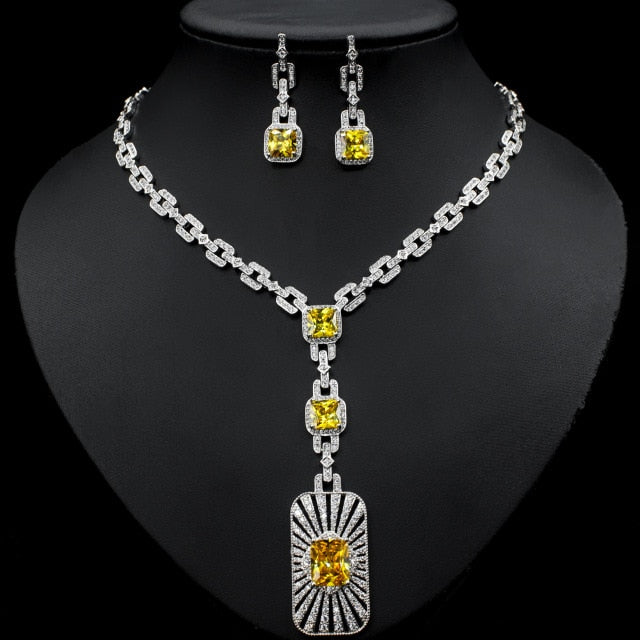 2PCS Multicolor Necklace Earring Jewelry Set