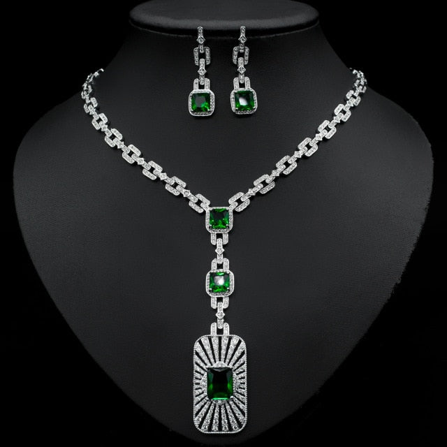2PCS Multicolor Necklace Earring Jewelry Set