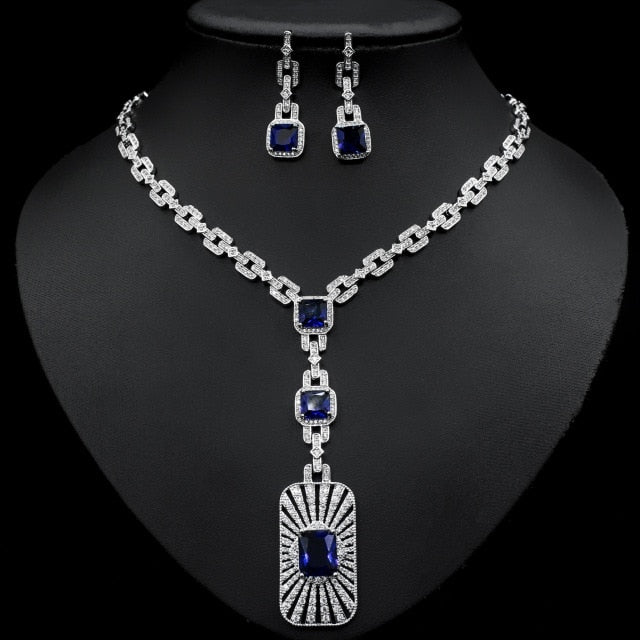 2PCS Multicolor Necklace Earring Jewelry Set