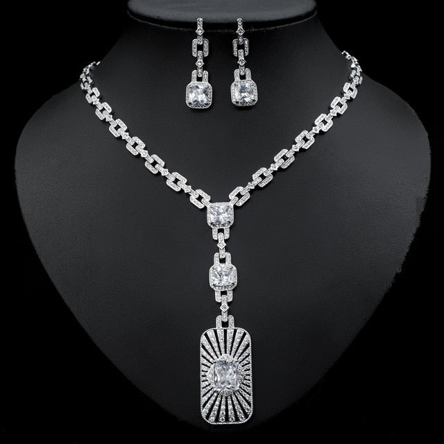 2PCS Multicolor Necklace Earring Jewelry Set