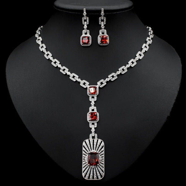 Conjunto de 2 piezas de collar y pendientes multicolor