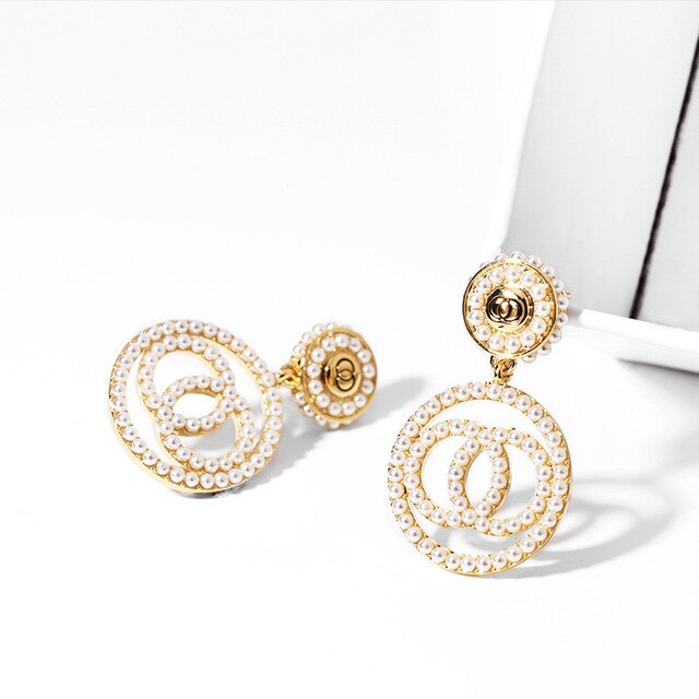 Trendy Crystal Round Pendant Drop Earrings For Women