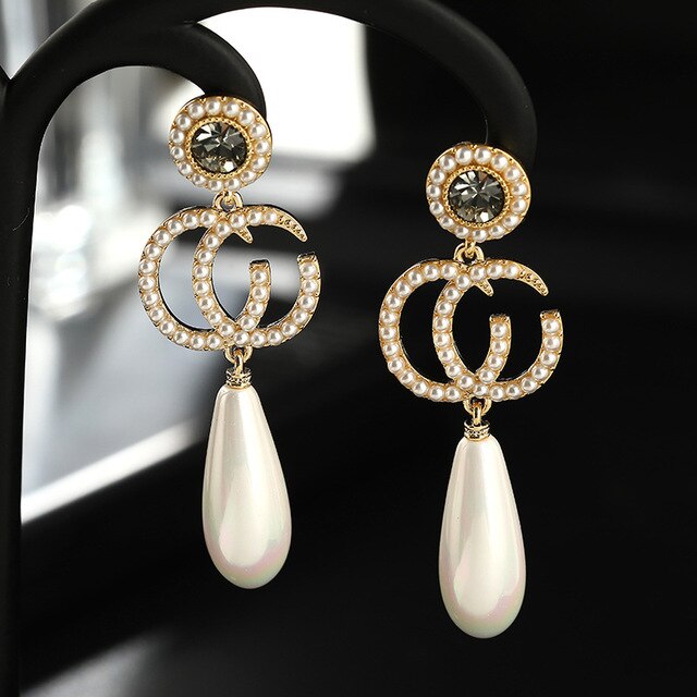 Trendy Crystal Round Pendant Drop Earrings For Women