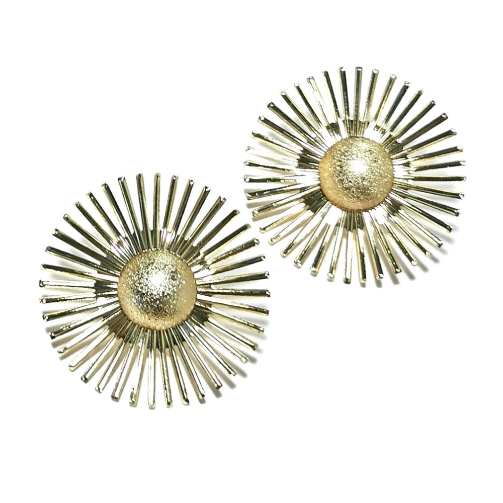 Gold Color Metal Big Exaggerated Torque Choker Necklace Earrings Set