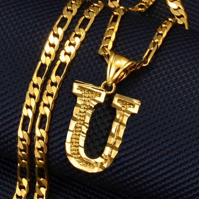 A-Z Letters Pendant Necklaces for Women Men