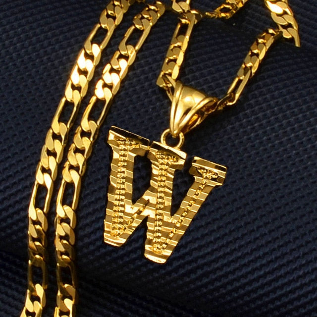 A-Z Letters Pendant Necklaces for Women Men