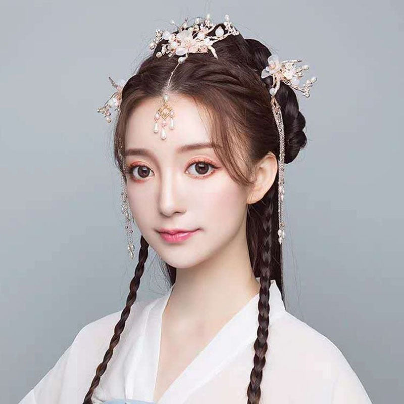 Girls Hanfu Dress Tassels Hairpins Hair Forks Sticks Hair Jewelry Sets