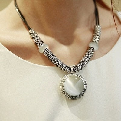 Gold Silver Color Rhinestone Long Necklace