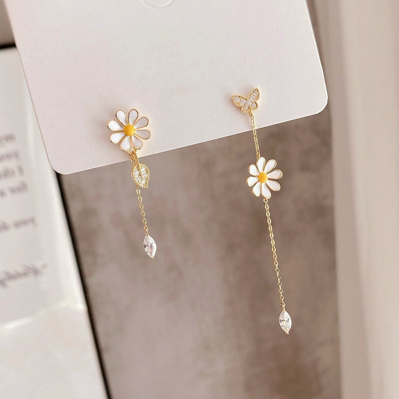 New Korean Style Long Daisy Flower Earrings