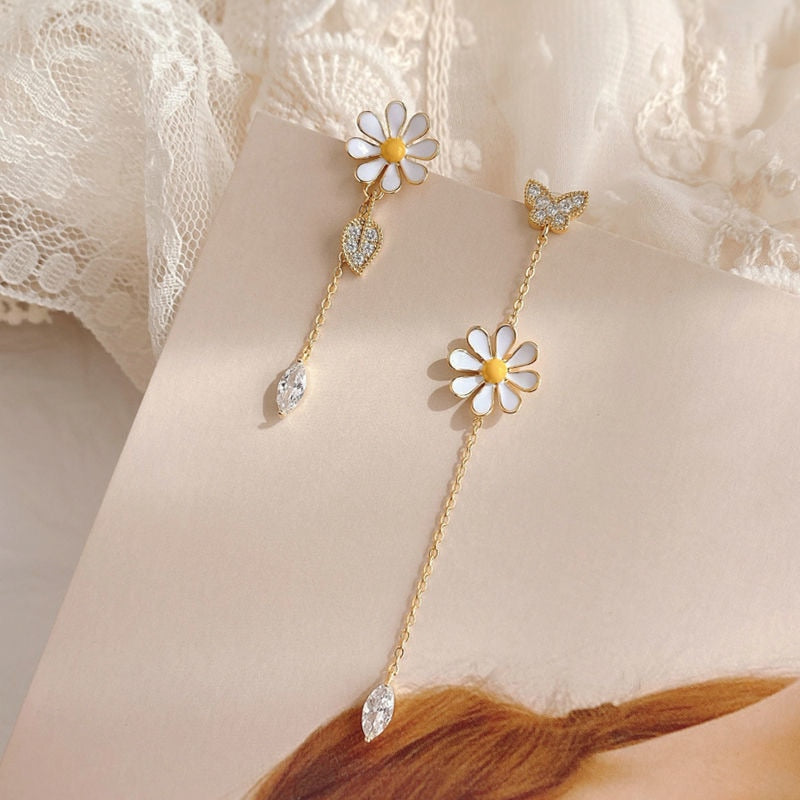 New Korean Style Long Daisy Flower Earrings