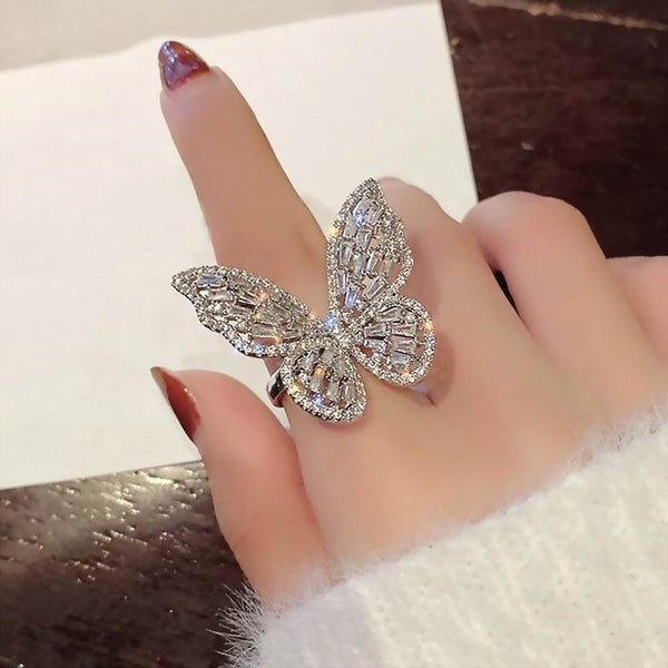 Anillos abiertos de mariposa grande para mujer