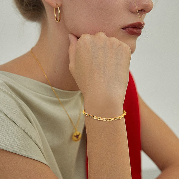 Encantadoras pulseras de cadena trenzada con destellos para mujer