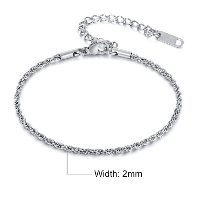 Charming Flash Twisted Rope Chain Bracelets for Women
