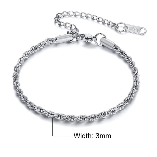 Charming Flash Twisted Rope Chain Bracelets for Women