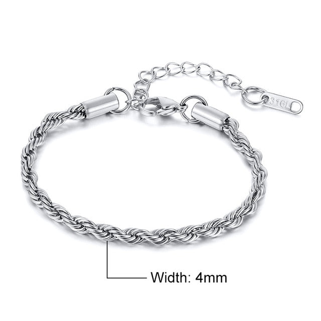 Charming Flash Twisted Rope Chain Bracelets for Women
