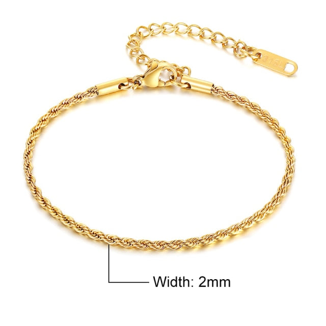Charming Flash Twisted Rope Chain Bracelets for Women