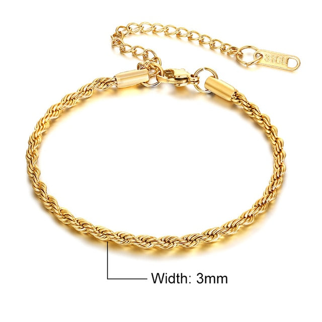 Charming Flash Twisted Rope Chain Bracelets for Women