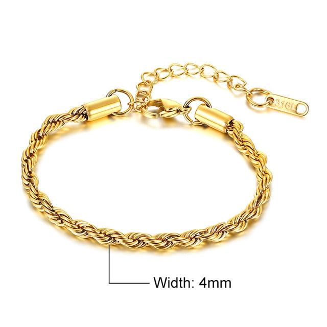 Charming Flash Twisted Rope Chain Bracelets for Women