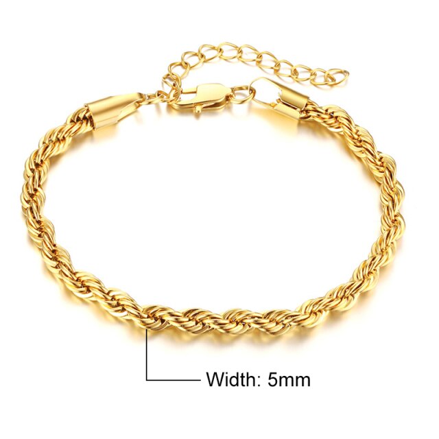 Charming Flash Twisted Rope Chain Bracelets for Women