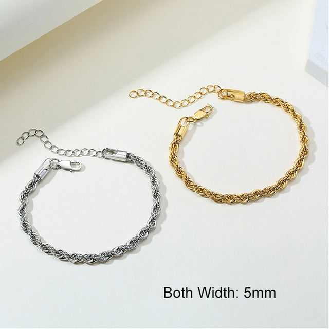Charming Flash Twisted Rope Chain Bracelets for Women