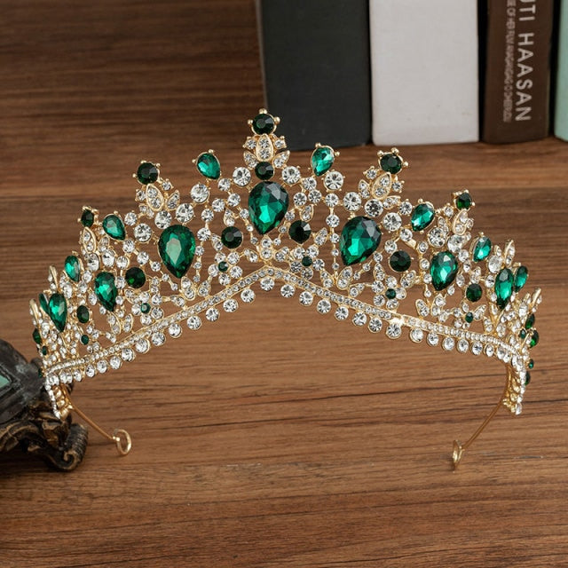 Rhinestone Tiaras Crown Necklace Earrings Jewelry Set