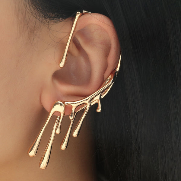 Pendientes de clip con forma de gota de agua y cristales de imitación de estilo bohemio para mujer
