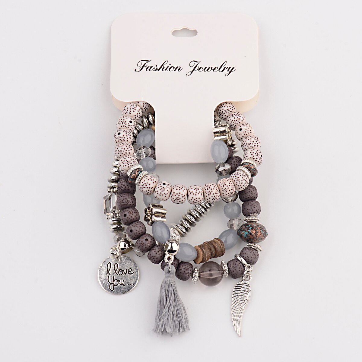 Tassel Beaded Pendant Wing Round Bracelets