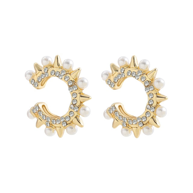 Trendy Pearl Clip on Earrings Earcuffs