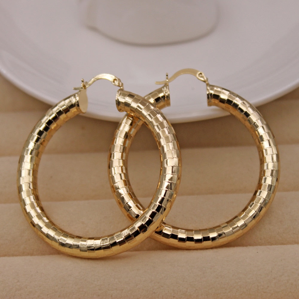 Classic Trendy Eardrop Round Gold Earring Hoop Earrings For Women