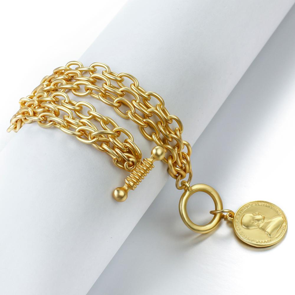 Gold Color Charm Chain Bracelets For Women