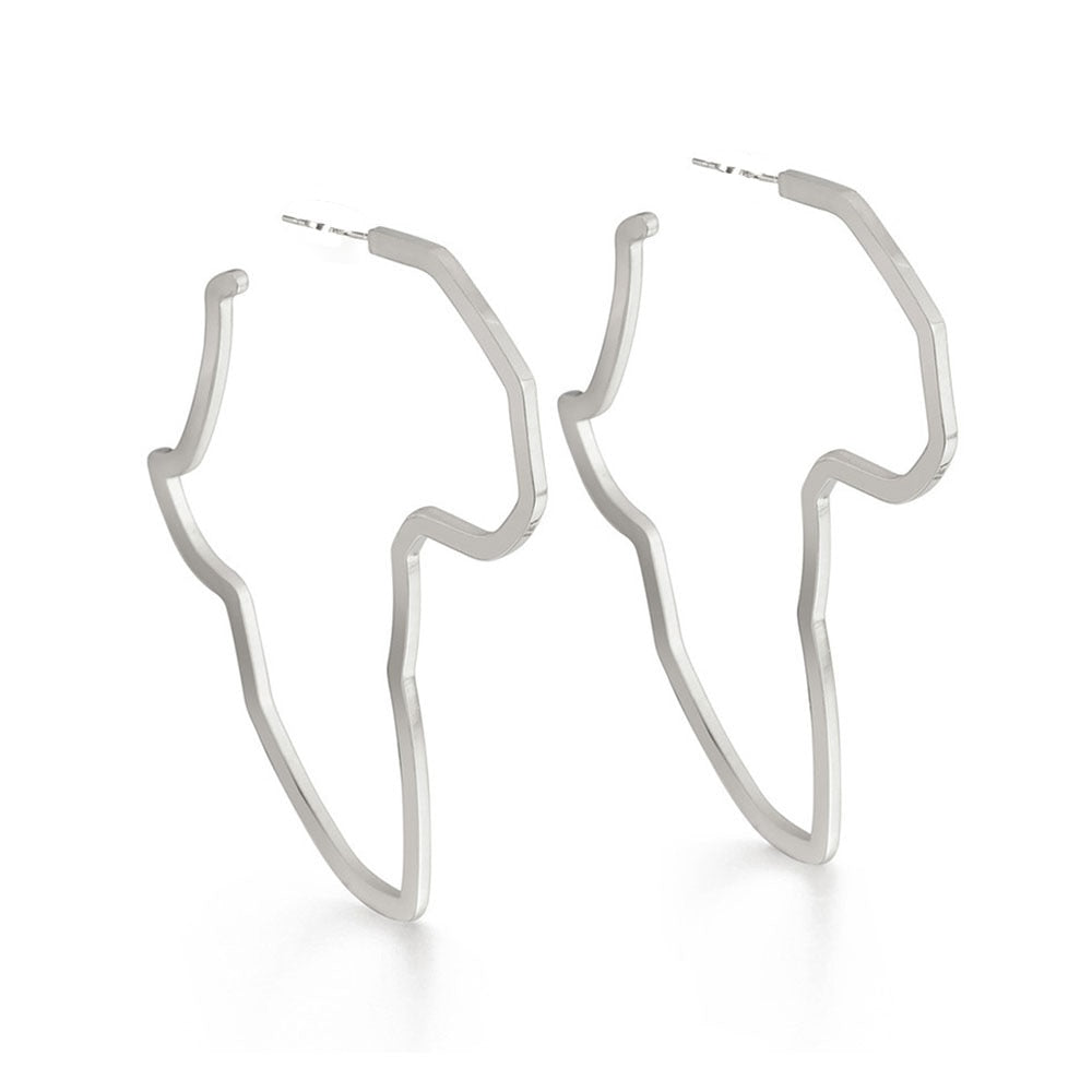 Exaggerated Africa Map Earrings Hollow Metal Geometry Big Earrings