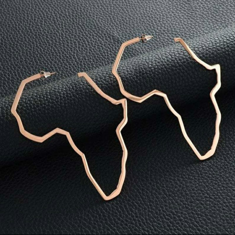 Exaggerated Africa Map Earrings Hollow Metal Geometry Big Earrings