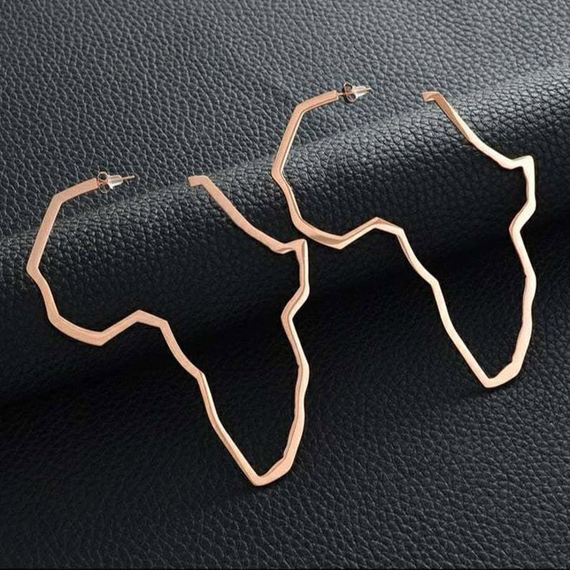 Exaggerated Africa Map Earrings Hollow Metal Geometry Big Earrings