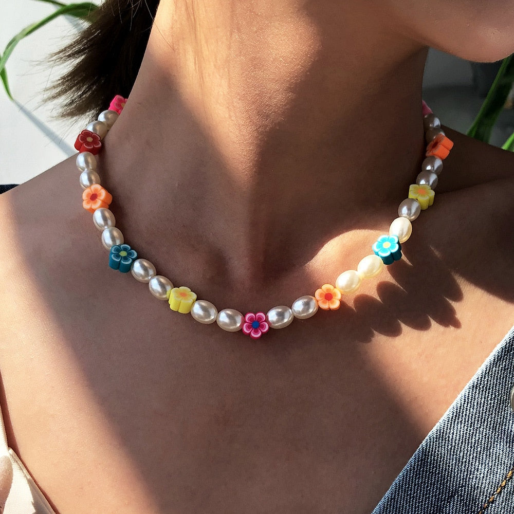 Korean Bohemian Imitation Pearl Necklace