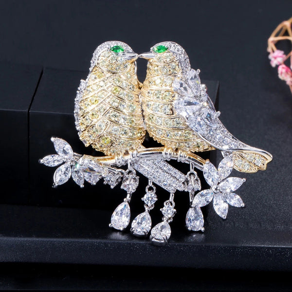 Broches con hebilla para bufanda de circonita cúbica con forma de pájaro de la suerte grande