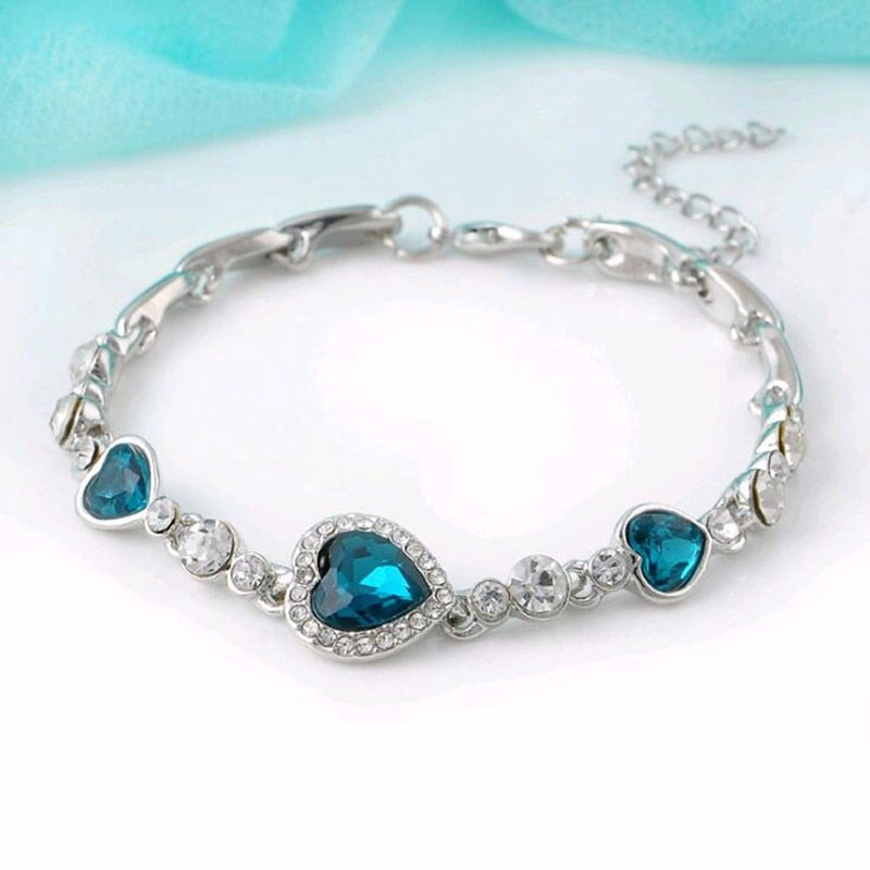 Ladies Crystal Rhinestone Bangle Ocean Blue Bracelet