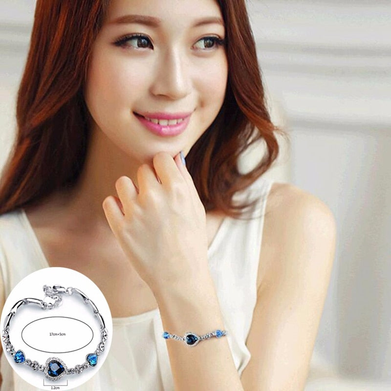 Ladies Crystal Rhinestone Bangle Ocean Blue Bracelet