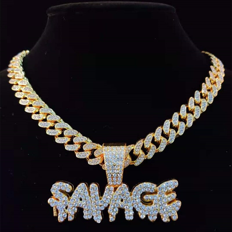Hip Hop SAVAGE Letters Pendant Necklace