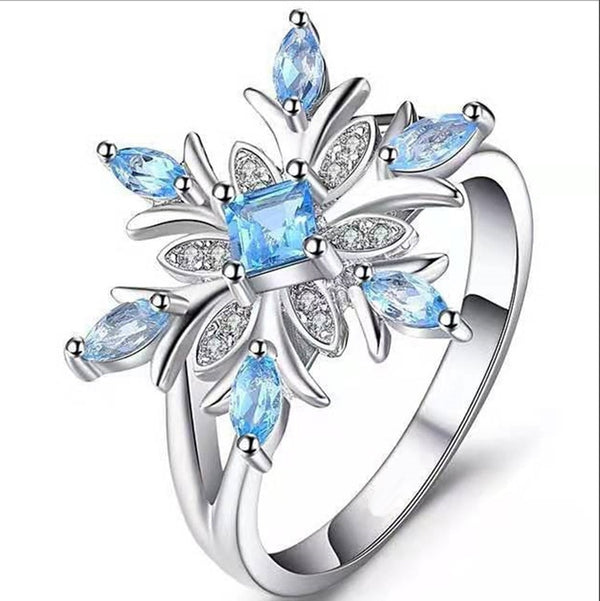 Fashion Inlaid Blue Cz Crystal FLOWER Ring
